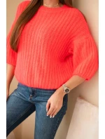 Svetr dámský z mohairu s rukávem 3/4 model 21803191 - K-Fashion Svetr dámský z mohairu s rukávem 3/4 model 21803191 - K-Fashion