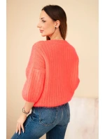 Svetr dámský z mohairu s rukávem 3/4 model 21803191 - K-Fashion Svetr dámský z mohairu s rukávem 3/4 model 21803191 - K-Fashion