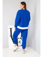 Dámský komplet s máslovou barvou s volnou mikinou a tepláky modrý