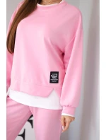 Dámská souprava s máslovou barvou s volnou mikinou a tepláky světle růžový Dámská souprava s máslovou barvou s volnou mikinou a tepláky světle růžový