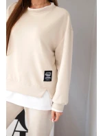 Dámská souprava s mikinou a tepláky béžový model 21808635 - K-Fashion Dámská souprava s mikinou a tepláky béžový model 21808635 - K-Fashion