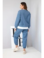 Dámský komplet s volnou mikinou a tepláky máslový model 21808637 melír - K-Fashion Dámský komplet s volnou mikinou a tepláky máslový model 21808637 melír - K-Fashion