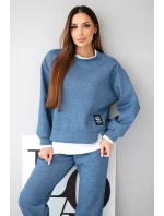 Dámský komplet s volnou mikinou a tepláky máslový model 21808637 melír - K-Fashion Dámský komplet s volnou mikinou a tepláky máslový model 21808637 melír - K-Fashion