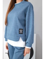 Dámský komplet s volnou mikinou a tepláky máslový model 21808637 melír - K-Fashion Dámský komplet s volnou mikinou a tepláky máslový model 21808637 melír - K-Fashion