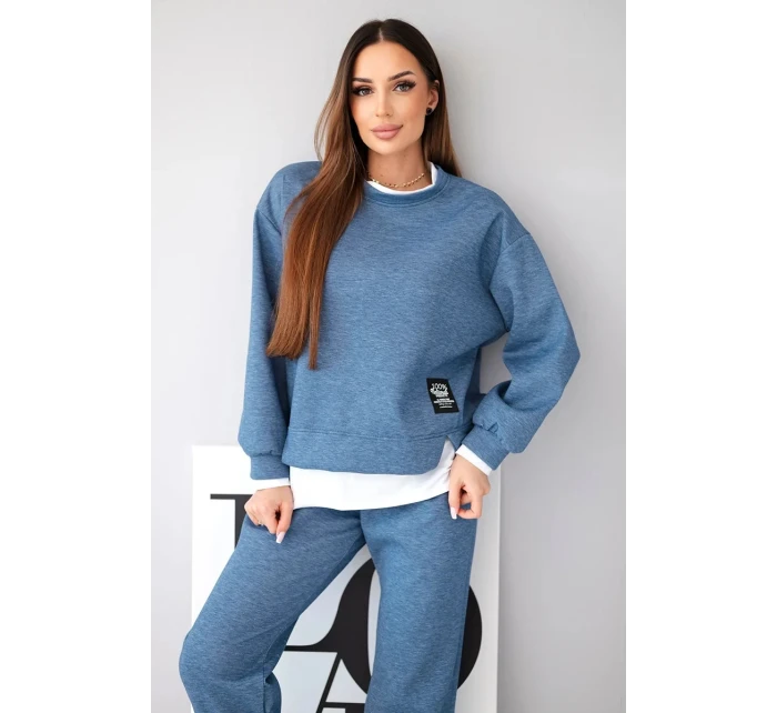 Dámský komplet s volnou mikinou a tepláky máslový model 21808637 melír - K-Fashion Dámský komplet s volnou mikinou a tepláky máslový model 21808637 melír - K-Fashion