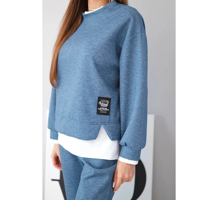 Dámský komplet s volnou mikinou a tepláky máslový model 21808637 melír - K-Fashion Dámský komplet s volnou mikinou a tepláky máslový model 21808637 melír - K-Fashion