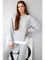 Dámský komplet s mikinou a tepláky šedý melír model 21808639 - K-Fashion Dámský komplet s mikinou a tepláky šedý melír model 21808639 - K-Fashion