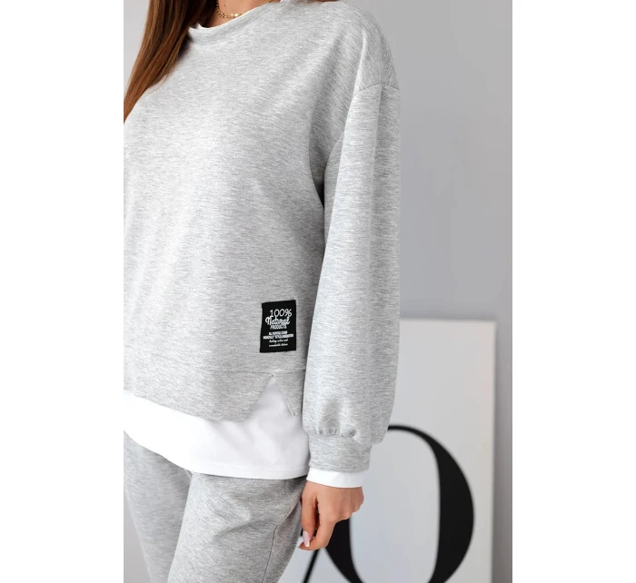 Dámský komplet s mikinou a tepláky šedý melír model 21808639 - K-Fashion Dámský komplet s mikinou a tepláky šedý melír model 21808639 - K-Fashion