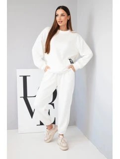 Dámský komplet s máslovou volnou mikinou a tepláky ecru