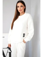 Dámský komplet s model 21808641 volnou mikinou a tepláky ecru - K-Fashion Dámský komplet s model 21808641 volnou mikinou a tepláky ecru - K-Fashion