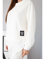 Dámský komplet s model 21808641 volnou mikinou a tepláky ecru - K-Fashion Dámský komplet s model 21808641 volnou mikinou a tepláky ecru - K-Fashion