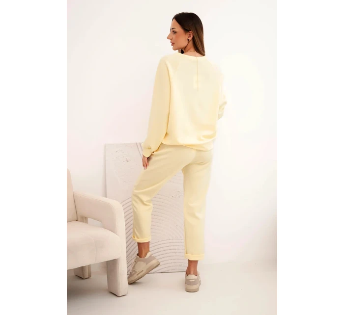Dámská souprava z viskózy s mikinou a kalhotami žlutý Dámská souprava z viskózy s mikinou a kalhotami žlutý