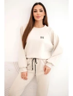 Dámský komplet z viskózy s mikinou a kalhotami béžový Dámský komplet z viskózy s mikinou a kalhotami béžový