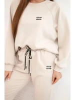 Dámský komplet z viskózy s mikinou a kalhotami béžový Dámský komplet z viskózy s mikinou a kalhotami béžový