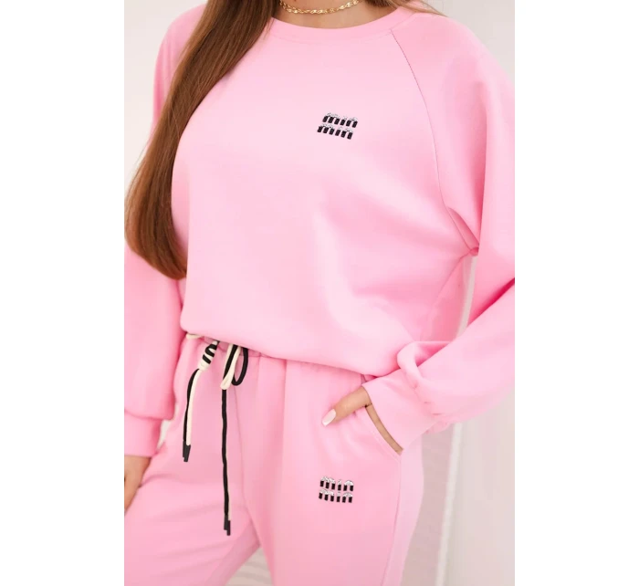 Dámská souprava máslová z viskózy s mikinou a kalhotami světle růžová Dámská souprava máslová z viskózy s mikinou a kalhotami světle růžová