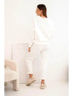 Dámský komplet z viskózy s mikinou a kalhotami ecru masełkowy Dámský komplet z viskózy s mikinou a kalhotami ecru masełkowy