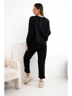 Dámský komplet z viskózy s mikinou a kalhotami máslový černý Dámský komplet z viskózy s mikinou a kalhotami máslový černý
