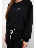 Dámský komplet z viskózy s mikinou a kalhotami máslový černý Dámský komplet z viskózy s mikinou a kalhotami máslový černý