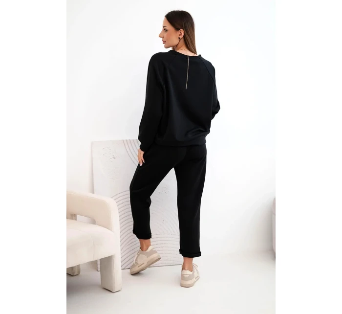 Dámský komplet z viskózy s mikinou a kalhotami máslový černý Dámský komplet z viskózy s mikinou a kalhotami máslový černý