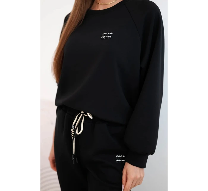 Dámský komplet z viskózy s mikinou a kalhotami máslový černý Dámský komplet z viskózy s mikinou a kalhotami máslový černý