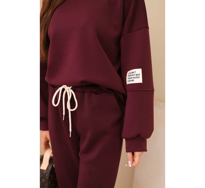 Komplet mikina + kalhoty máslový tmavě bordový Komplet mikina + kalhoty máslový tmavě bordový