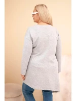 Dámská sukýnka Plus Size z viskózy s volným střihem a dlouhým rukávem šedá Dámská sukýnka Plus Size z viskózy s volným střihem a dlouhým rukávem šedá