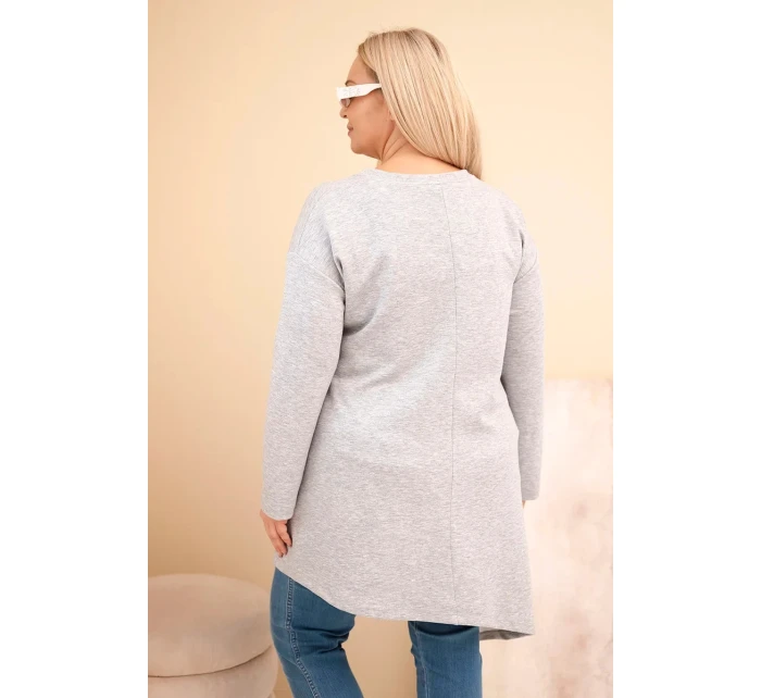 Dámská sukýnka Plus Size z viskózy s volným střihem a dlouhým rukávem šedá Dámská sukýnka Plus Size z viskózy s volným střihem a dlouhým rukávem šedá