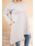 Dámská sukýnka Plus Size z viskózy s volným střihem a dlouhým rukávem šedá Dámská sukýnka Plus Size z viskózy s volným střihem a dlouhým rukávem šedá