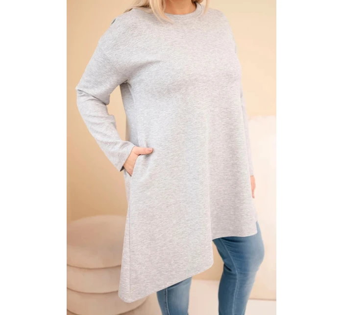 Dámská sukýnka Plus Size z viskózy s volným střihem a dlouhým rukávem šedá Dámská sukýnka Plus Size z viskózy s volným střihem a dlouhým rukávem šedá