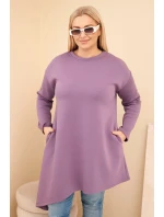 Dámská suknička Plus Size z viskózy s volným střihem a dlouhým rukávem fialová Dámská suknička Plus Size z viskózy s volným střihem a dlouhým rukávem fialová
