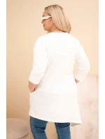 Dámské šaty Plus Size z viskózy s volným střihem a dlouhým rukávem ecru Dámské šaty Plus Size z viskózy s volným střihem a dlouhým rukávem ecru