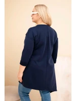 Dámská sukni Plus Size z viskózy s volným střihem a dlouhým rukávem granátová Dámská sukni Plus Size z viskózy s volným střihem a dlouhým rukávem granátová