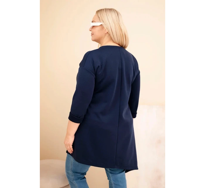 Dámská sukni Plus Size z viskózy s volným střihem a dlouhým rukávem granátová Dámská sukni Plus Size z viskózy s volným střihem a dlouhým rukávem granátová