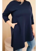 Dámská sukni Plus Size z viskózy s volným střihem a dlouhým rukávem granátová Dámská sukni Plus Size z viskózy s volným střihem a dlouhým rukávem granátová