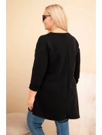 Dámská plus size sukně z viskózy s volným střihem a dlouhým rukávem černá Dámská plus size sukně z viskózy s volným střihem a dlouhým rukávem černá