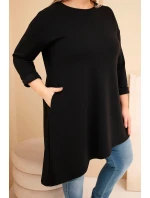 Dámská plus size sukně z viskózy s volným střihem a dlouhým rukávem černá Dámská plus size sukně z viskózy s volným střihem a dlouhým rukávem černá