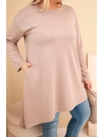 Dámská sukienka Plus Size z viskózy s volným střihem a dlouhým rukávem fango Dámská sukienka Plus Size z viskózy s volným střihem a dlouhým rukávem fango