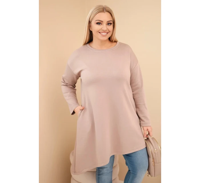 Dámská sukienka Plus Size z viskózy s volným střihem a dlouhým rukávem fango Dámská sukienka Plus Size z viskózy s volným střihem a dlouhým rukávem fango