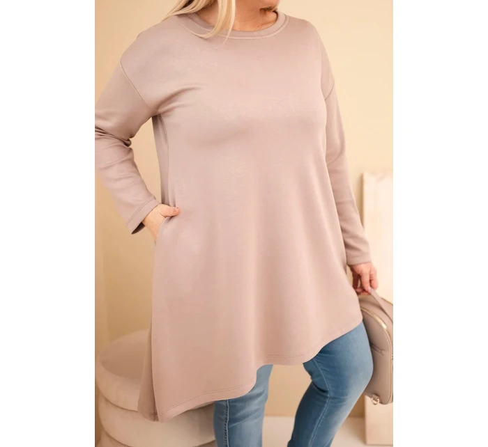 Dámská sukienka Plus Size z viskózy s volným střihem a dlouhým rukávem fango Dámská sukienka Plus Size z viskózy s volným střihem a dlouhým rukávem fango