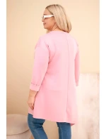 Dámské šaty Plus Size z viskózy s volným střihem a dlouhým rukávem tmavě pudrově růžový Dámské šaty Plus Size z viskózy s volným střihem a dlouhým rukávem tmavě pudrově růžový