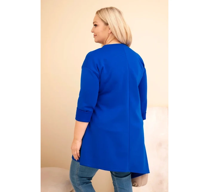 Dámská suknička Plus Size z viskózy s volným střihem a dlouhým rukávem chabrová Dámská suknička Plus Size z viskózy s volným střihem a dlouhým rukávem chabrová