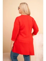 Dámská sukýnka Plus Size z viskózy s volným střihem a dlouhým rukávem červená Dámská sukýnka Plus Size z viskózy s volným střihem a dlouhým rukávem červená