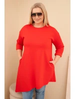 Dámská sukýnka Plus Size z viskózy s volným střihem a dlouhým rukávem červená Dámská sukýnka Plus Size z viskózy s volným střihem a dlouhým rukávem červená