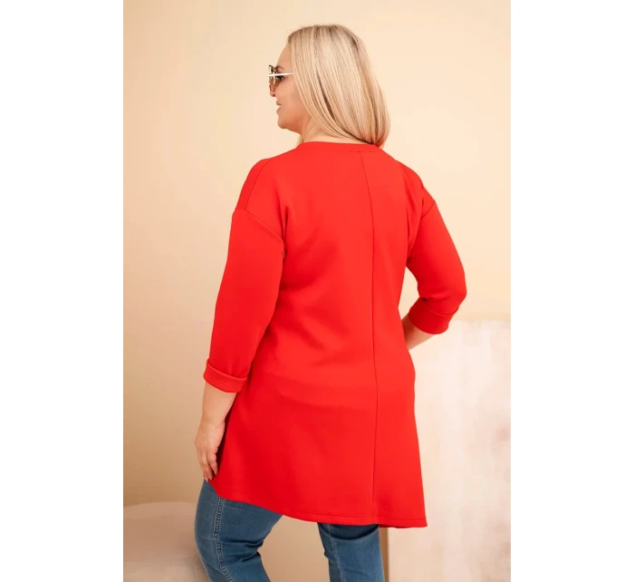 Dámská sukýnka Plus Size z viskózy s volným střihem a dlouhým rukávem červená Dámská sukýnka Plus Size z viskózy s volným střihem a dlouhým rukávem červená