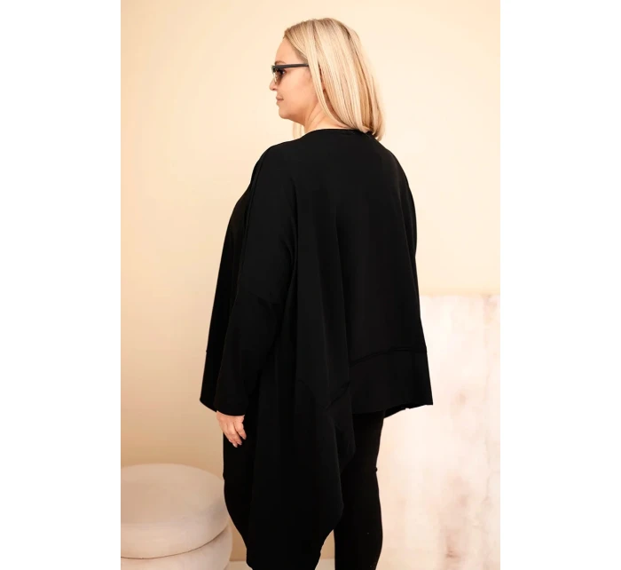 Dámská tunika Plus Size z bavlny s asymetrickým spodním lemem černá Dámská tunika Plus Size z bavlny s asymetrickým spodním lemem černá