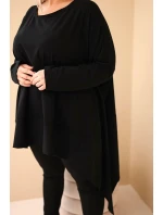 Dámská tunika Plus Size z bavlny s asymetrickým spodním lemem černá Dámská tunika Plus Size z bavlny s asymetrickým spodním lemem černá