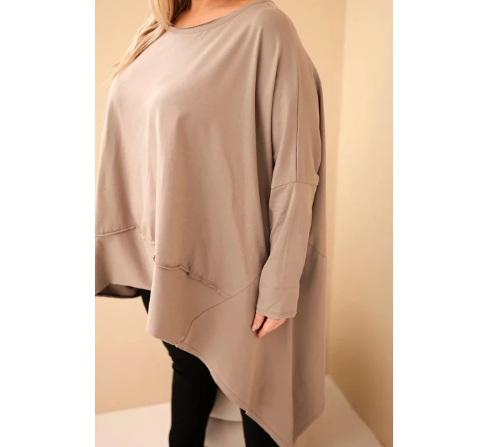 Dámská tunika Plus Size z bavlny s asymetrickým spodním lemem fango Dámská tunika Plus Size z bavlny s asymetrickým spodním lemem fango