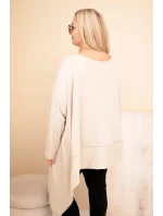 Dámská tunika Plus Size z bavlny s asymetrickým lemem béžová Dámská tunika Plus Size z bavlny s asymetrickým lemem béžová