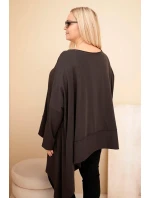 Dámská tunika Plus Size z bavlny s asymetrickým spodem hnědá Dámská tunika Plus Size z bavlny s asymetrickým spodem hnědá