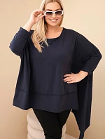 Dámská tunika Plus Size z bavlny s asymetrickým spodním lemem granátová